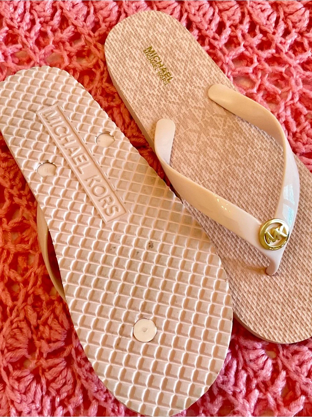 Michael Kors Blush Patent Logo Thong Sandals